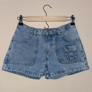 Light blue denim shorts